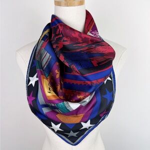 Perry Ellis Vintage America Poster Silk Scarf